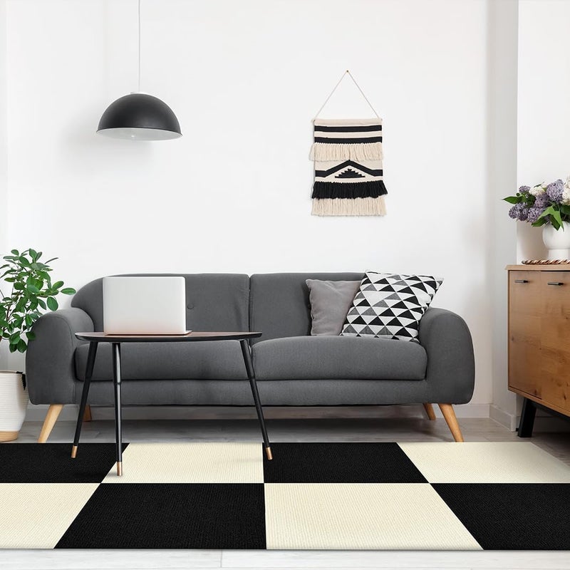 WAPANE Carpet Tiles Peel and Stick, Squares Carpet Floor Tile 24” x 24”, Soft Padded Carpet Tiles, Self Adhesive Carpet 10PC Tiles Per Box 40Sq Ft for Home Living Room Bedroom Office, Off-White - Image 2